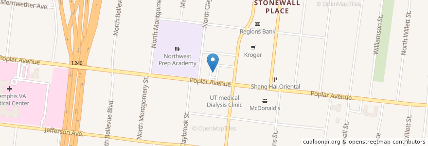 Mapa de ubicacion de Burger King en Verenigde Staten, Tennessee, Shelby County, Memphis.
