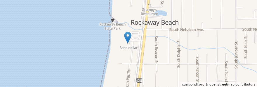 Mapa de ubicacion de Sand dollar en الولايات المتّحدة الأمريكيّة, أوريغون, Tillamook County, Rockaway Beach.