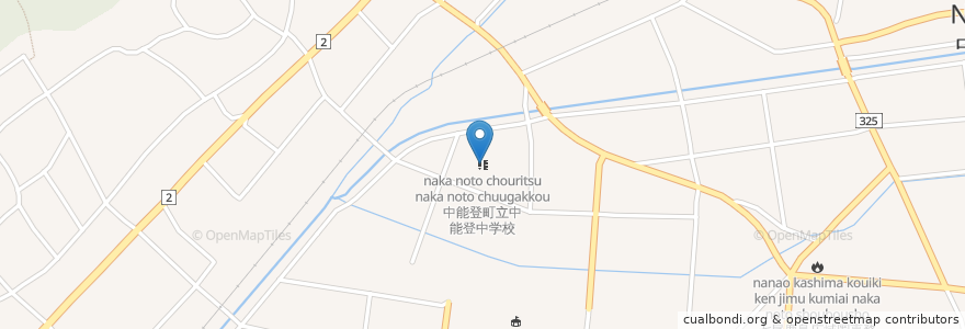 Mapa de ubicacion de 中能登町立中能登中学校 en Japón, Prefectura De Ishikawa, 鹿島郡, 中能登町.