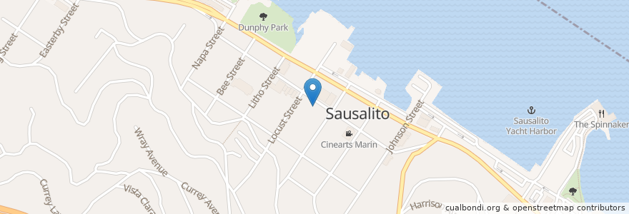 Mapa de ubicacion de Sausalito Gourmet Delicatessen en Vereinigte Staaten Von Amerika, Kalifornien, Marin County, Sausalito.
