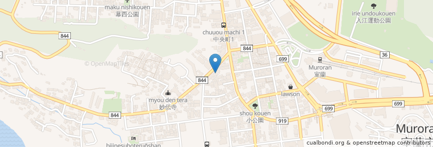 Mapa de ubicacion de 味の大王 本店 en Japon, Préfecture De Hokkaidō, 胆振総合振興局, 室蘭市.
