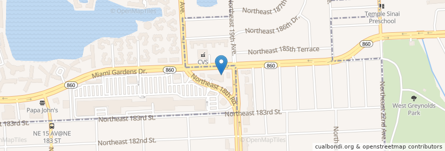 Mapa de ubicacion de Subway en 미국, 플로리다주, 마이애미데이드 군, North Miami Beach.