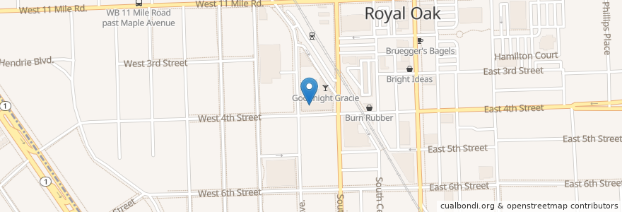 Mapa de ubicacion de Royal Oak Music Theater en Amerika Syarikat, Michigan, Oakland County, Royal Oak.
