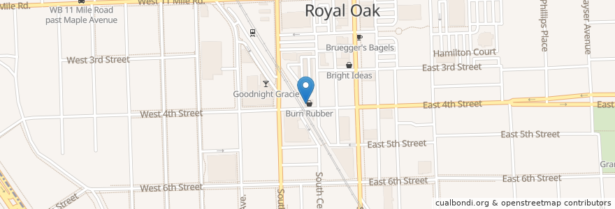 Mapa de ubicacion de Cacao Tree Cafe en 미국, 미시간, Oakland County, Royal Oak.