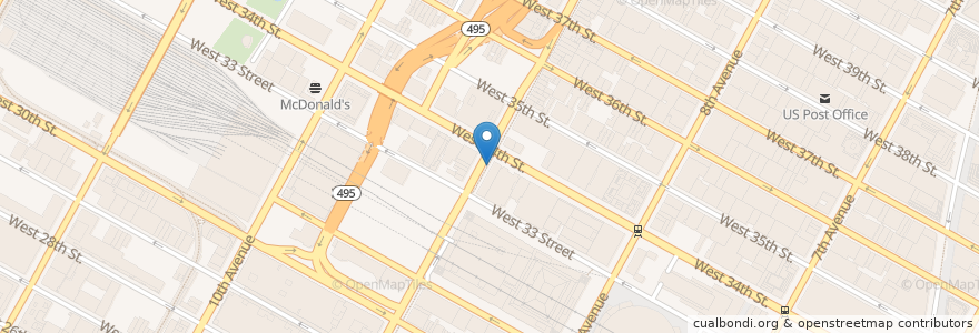 Mapa de ubicacion de USPS en 美利坚合众国/美利堅合眾國, 纽约州 / 紐約州, 纽约, 纽约县, Manhattan, Manhattan Community Board 4.