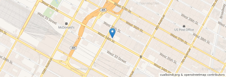 Mapa de ubicacion de 34th Bagels & More en 美利坚合众国/美利堅合眾國, 纽约州 / 紐約州, 纽约, 纽约县, Manhattan, Manhattan Community Board 4.