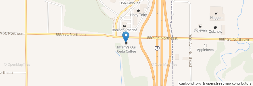 Mapa de ubicacion de Tiffany's Quil Ceda Coffee en アメリカ合衆国, ワシントン州, Snohomish County.