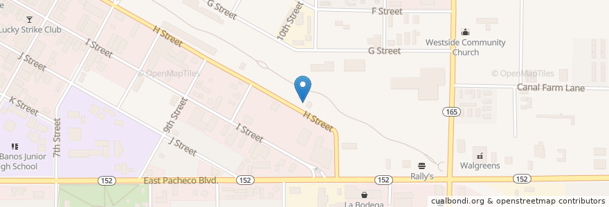 Mapa de ubicacion de CFN en 美利坚合众国/美利堅合眾國, 加利福尼亚州/加利福尼亞州, Merced County, Los Banos.