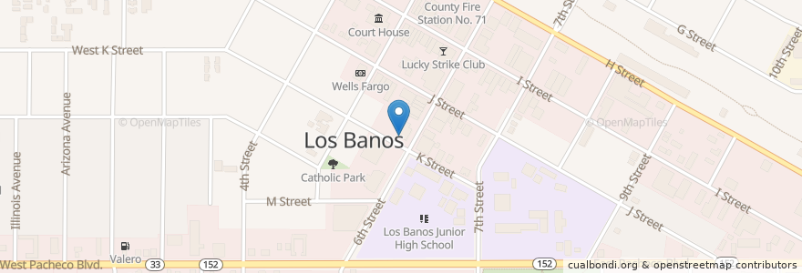 Mapa de ubicacion de Chase en Verenigde Staten, Californië, Merced County, Los Banos.