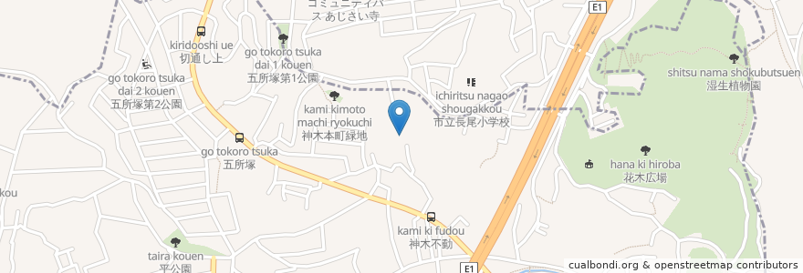 Mapa de ubicacion de 神木山等覚院 en Japan, Präfektur Kanagawa, 川崎市, 宮前区.