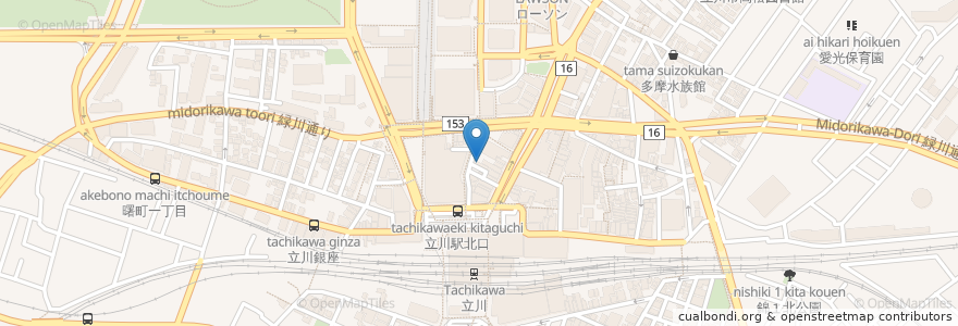 Mapa de ubicacion de 日高屋 en Japonya, 東京都, 立川市.