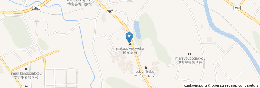 Mapa de ubicacion de 松尾薬局 en 日本, 佐賀県, 伊万里市.