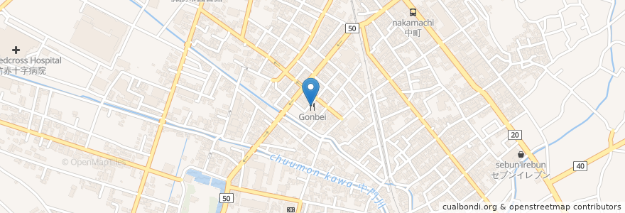 Mapa de ubicacion de Gonbei en Japonya, 長野県, 諏訪市.