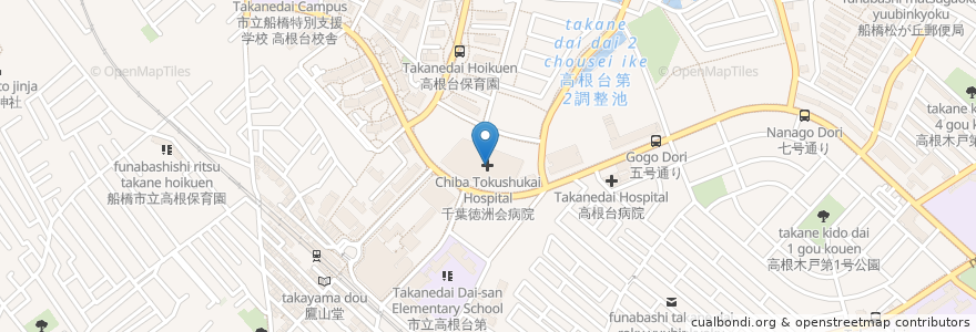 Mapa de ubicacion de 千葉徳洲会病院 en Japan, Präfektur Chiba, 船橋市.