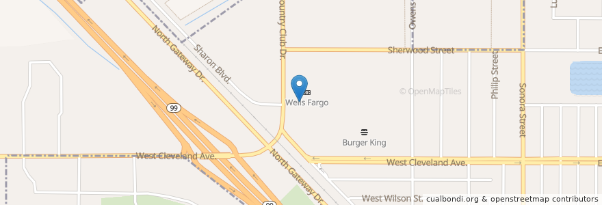 Mapa de ubicacion de Wells Fargo en Vereinigte Staaten Von Amerika, Kalifornien, Madera County.
