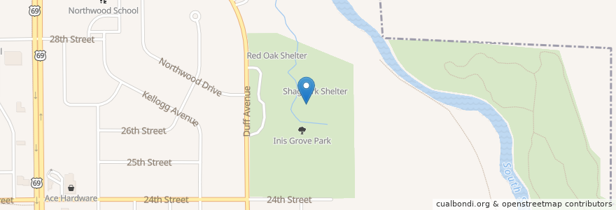 Mapa de ubicacion de Dave and Earla Staniforth Memorial Bench en Verenigde Staten, Iowa, Story County, Ames.