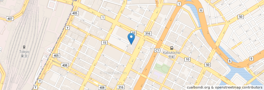 Mapa de ubicacion de 美家古すし en 日本, 東京都, 中央区.