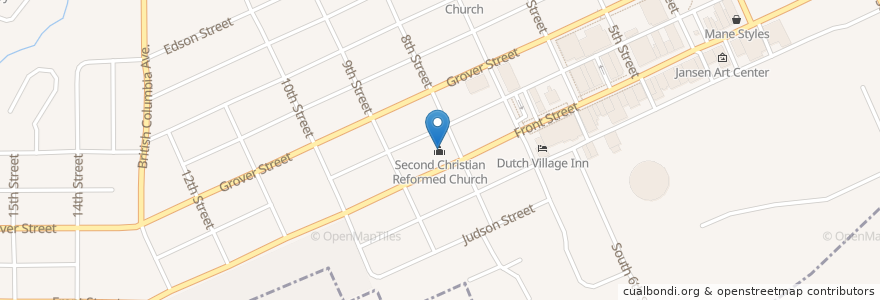 Mapa de ubicacion de Second Christian Reformed Church en United States, Washington, Whatcom County, Lynden.