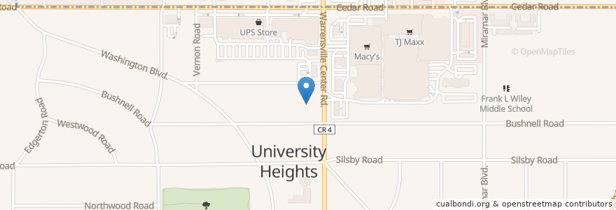 Mapa de ubicacion de McDonald's en Amerika Syarikat, Ohio, Cuyahoga County, University Heights.