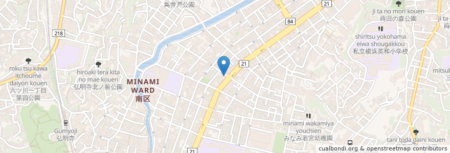 Mapa de ubicacion de 炭火焼バル ボスとん en 일본, 가나가와현, 요코하마시, 南区.