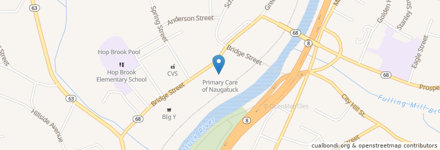 Mapa de ubicacion de Primary Care of Naugatuck en 美利坚合众国/美利堅合眾國, 康涅狄格州 / 康乃狄克州, New Haven County, Naugatuck.