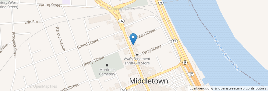 Mapa de ubicacion de Ion Restaurant en United States, Connecticut, Middlesex County, Middletown.