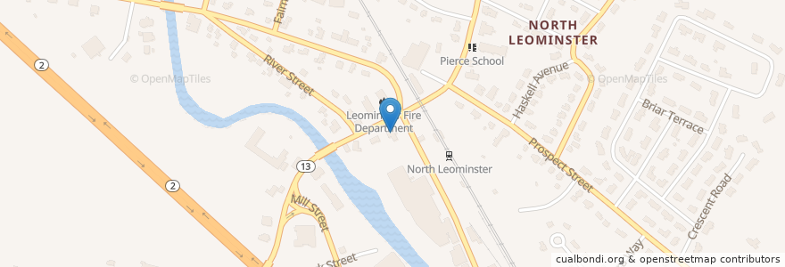 Mapa de ubicacion de Athen's Pizza en Estados Unidos Da América, Massachusetts, Worcester County, Leominster.