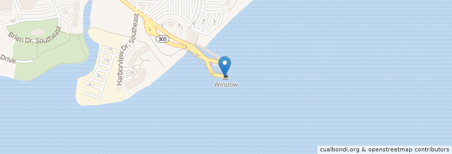 Mapa de ubicacion de Winslow en Соединённые Штаты Америки, Вашингтон, Kitsap County, Bainbridge Island.