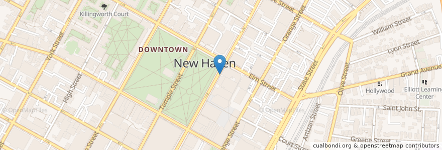 Mapa de ubicacion de City Hall en 美利坚合众国/美利堅合眾國, 康涅狄格州 / 康乃狄克州, New Haven County, New Haven.
