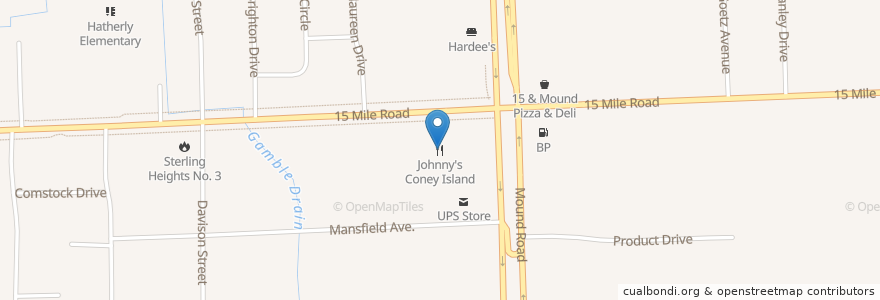 Mapa de ubicacion de Johnny's Coney Island en 美利坚合众国/美利堅合眾國, 密歇根州, Macomb County, Sterling Heights.