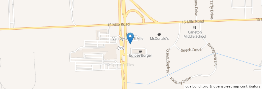 Mapa de ubicacion de Angelo's Avenue Cafe en Estados Unidos De América, Míchigan, Macomb County, Sterling Heights.