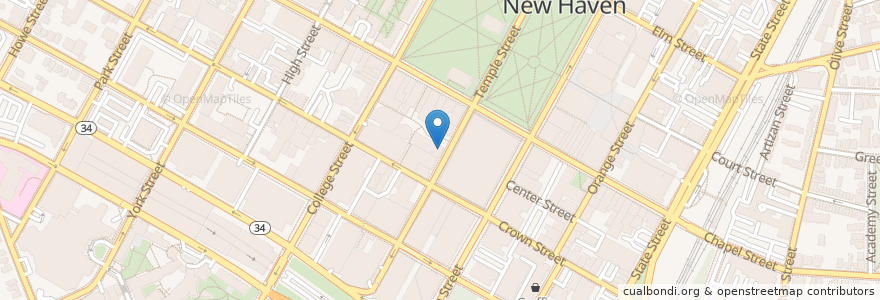 Mapa de ubicacion de Temple Grill en 미국, 코네티컷, New Haven County, New Haven.
