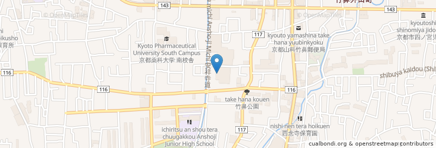 Mapa de ubicacion de モスバーガー en 日本, 京都府, 京都市, 山科区.