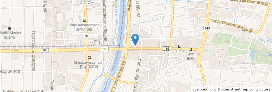 Mapa de ubicacion de 天下一品 en 日本, 京都府, 京都市, 東山区.