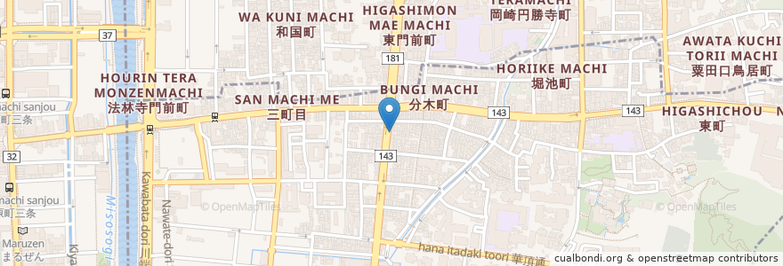 Mapa de ubicacion de 中西眼科 en Japan, Kyoto Prefecture, Kyoto, Higashiyama Ward.