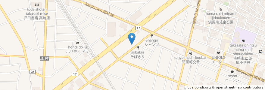 Mapa de ubicacion de 駐車場 en Japan, Präfektur Gunma, 高崎市.