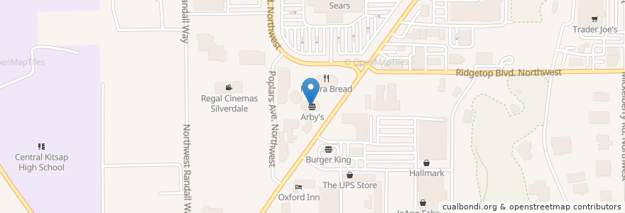 Mapa de ubicacion de Arby's en Stati Uniti D'America, Washington, Kitsap County, Silverdale.