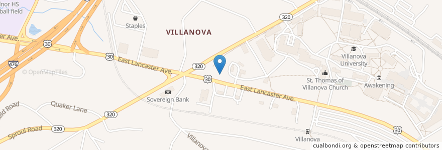 Mapa de ubicacion de Campus Corner en Amerika Syarikat, Pennsylvania, Delaware County, Radnor Township.