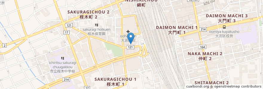 Mapa de ubicacion de 磯丸水産 en Jepun, 埼玉県, さいたま市, 大宮区.
