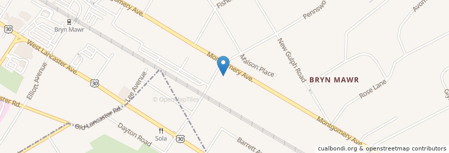 Mapa de ubicacion de St Luke United Methodist Church en 미국, 펜실베이니아, Montgomery County, Lower Merion Township.