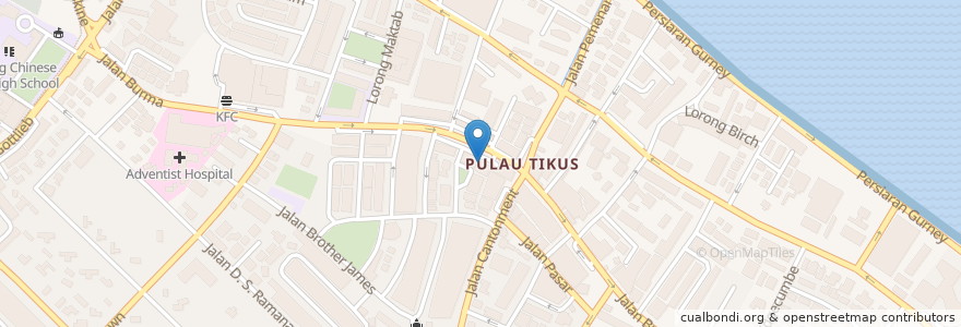 Mapa de ubicacion de Starbucks en Malezya, Penang, Timur Laut.