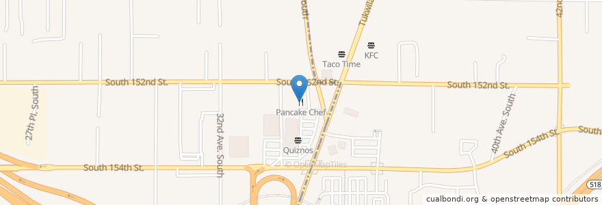 Mapa de ubicacion de Pancake Chef en 미국, 워싱턴, King County, Seatac, Tukwila.