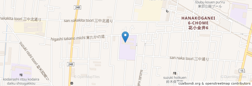 Mapa de ubicacion de 市立小平第三中学校 en Japan, 東京都, 小平市.