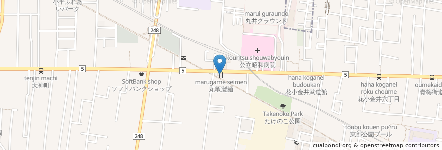 Mapa de ubicacion de 丸亀製麺 en Japan, 東京都, 小平市.