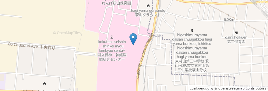 Mapa de ubicacion de タリーズコーヒー en Japan, Tokio, 東村山市, 小平市.