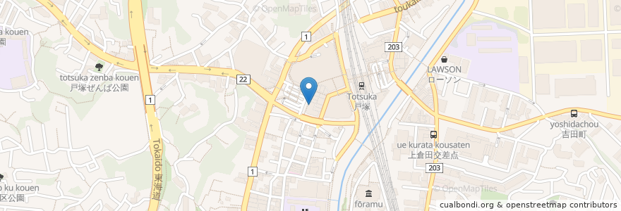 Mapa de ubicacion de スシロー en Jepun, 神奈川県, 横浜市, 戸塚区.