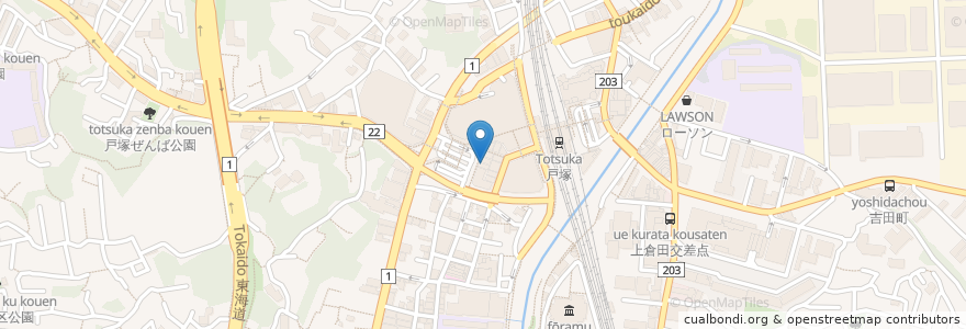 Mapa de ubicacion de カフェコスモス en Japonya, 神奈川県, 横浜市, 戸塚区.