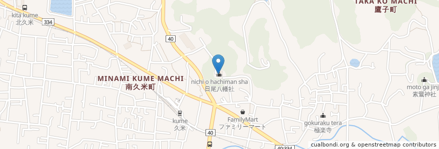 Mapa de ubicacion de 日尾八幡社 en 日本, 愛媛県, 松山市.