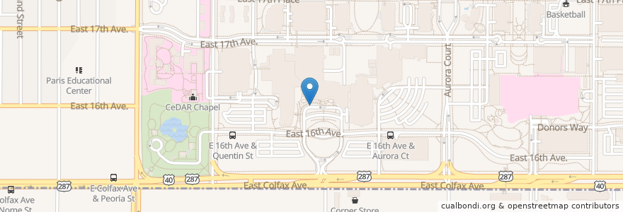 Mapa de ubicacion de UCH Valet Parking en United States, Colorado, Adams County, Aurora.