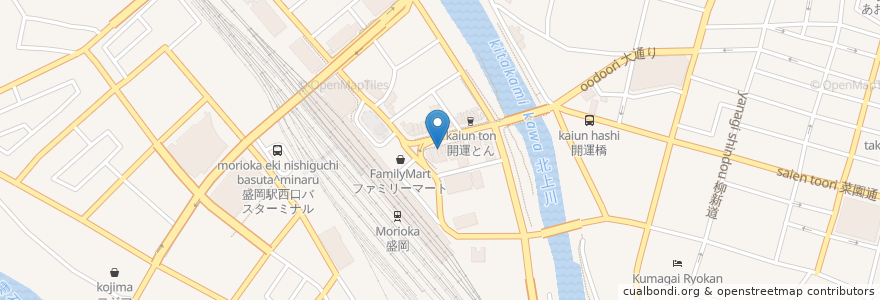Mapa de ubicacion de ミスタードーナツ en Japão, 岩手県, 盛岡市.